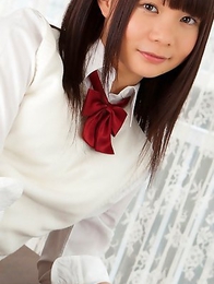 Mana doll in school uniform is naughty and happy after hour